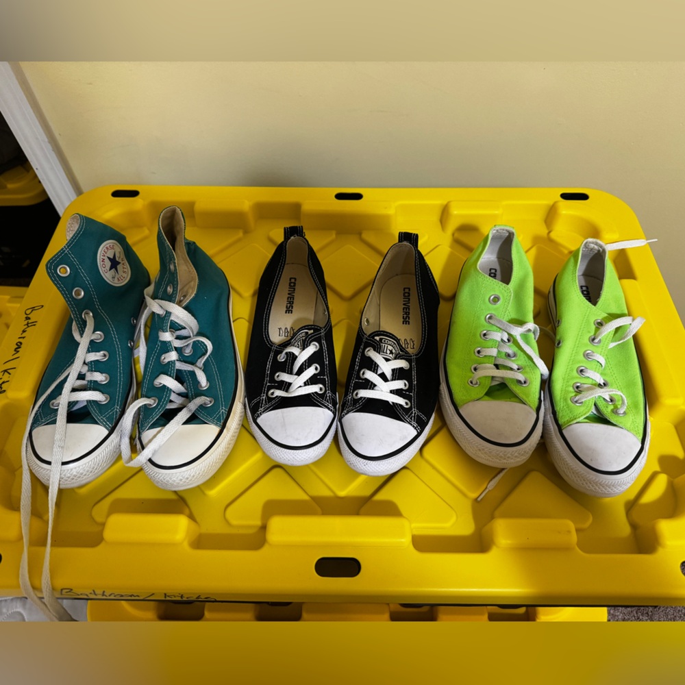 Converse Black and Green Sneakers with Breathable Design